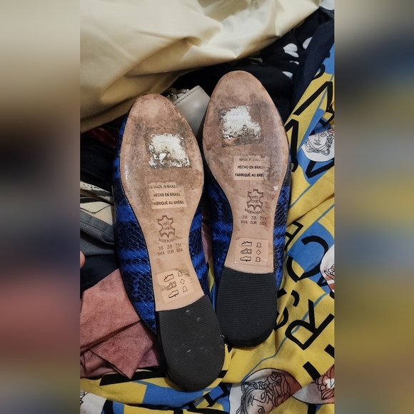 Anthropologie Blue Snake‎ Print Mules - Picture 4 of 5